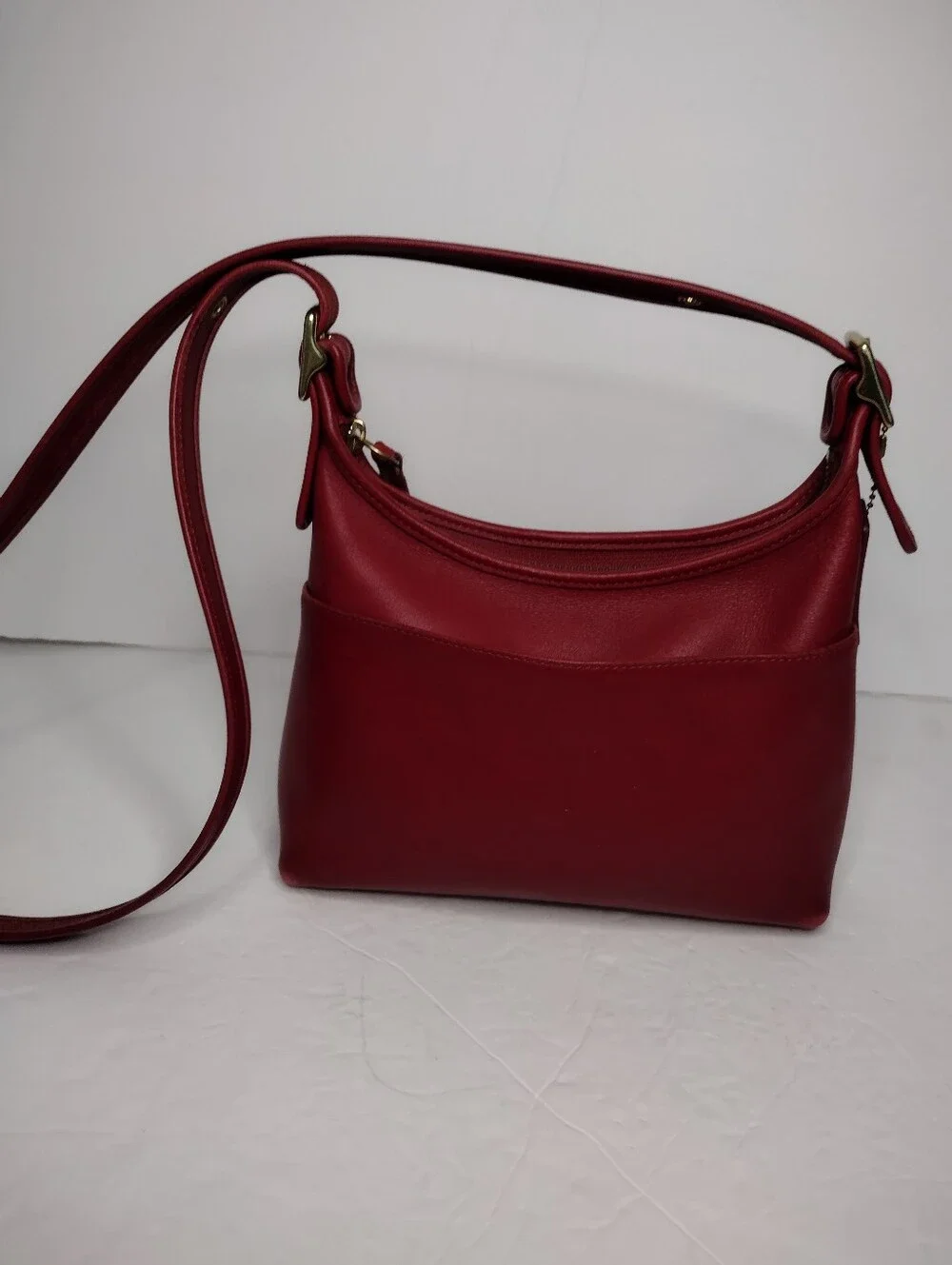 Vintage Y2K COACH Red Leather Legacy Small Hobo Bag 9136 Rare Cherry Red - Picture 5 of 16